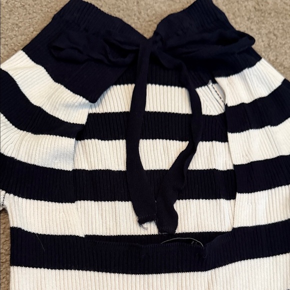 Zara Ribbed Sweater - Black and White Stripes - Picture 4 of 6